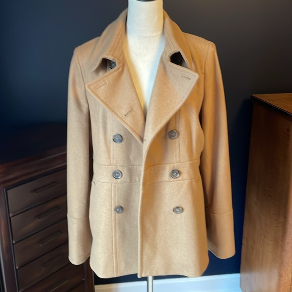 New w/ Tags! J. Crew Wool Blend Pea Coat in Camel Color Size 12 - Picture 6 of 11